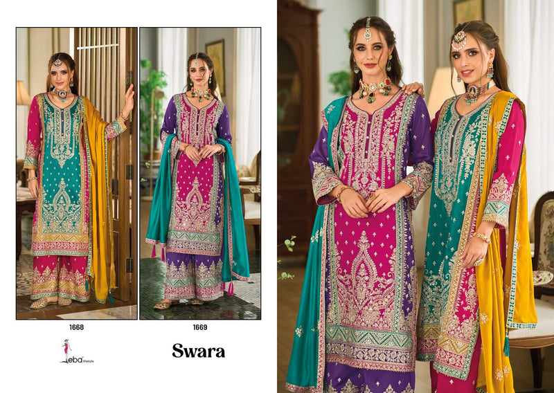 Eba Lifestyle Swara Premium Silk Embroidered Work Stylish Readymade Kurti