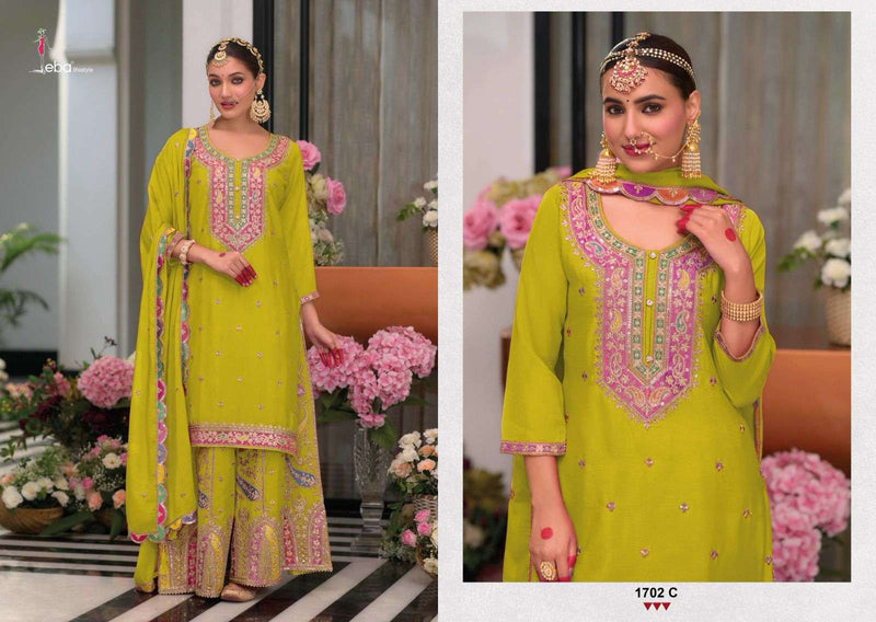 Eba Lifestyle Safroon Vol 3 Heavy Chinon Embroidery Work Salwar Suit