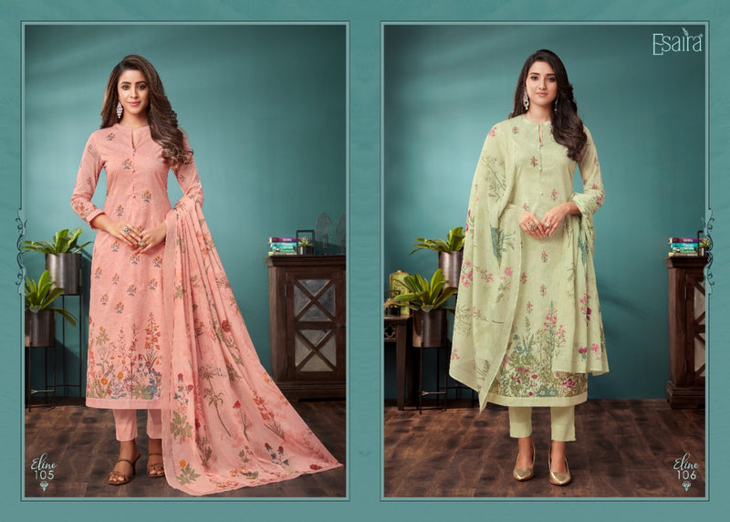 Esaira Esta Eline Digital Printed Cotton Cambric Mirror Work Salwar Suit