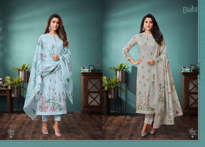 Esaira Esta Eline Digital Printed Cotton Cambric Mirror Work Salwar Suit