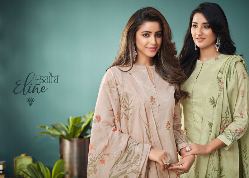 Esaira Esta Eline Digital Printed Cotton Cambric Mirror Work Salwar Suit