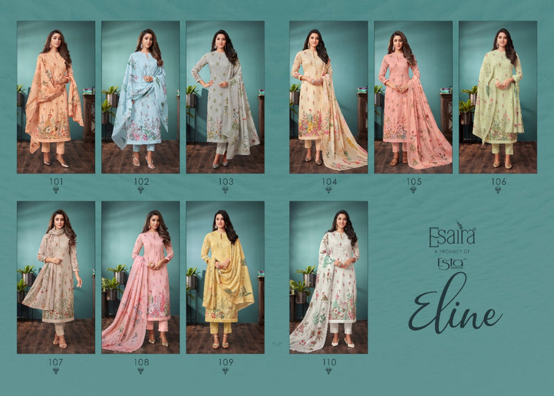 Esaira Esta Eline Digital Printed Cotton Cambric Mirror Work Salwar Suit