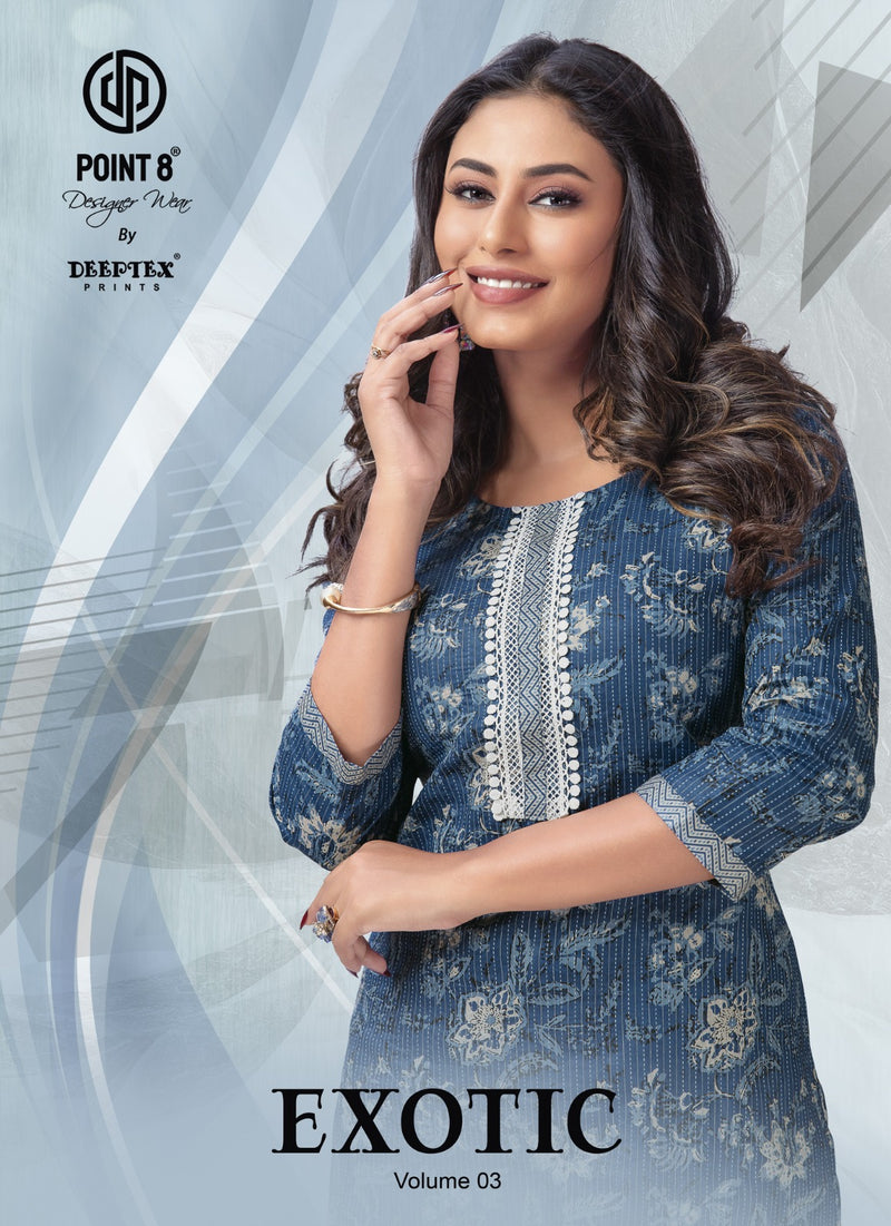 Deeptex Prints Exotic Vol 3 Cotton Printed Fancy Kurti With Bottom