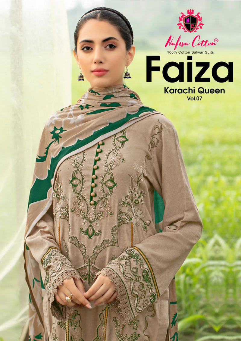 Nafisa Cotton Faiza Karachi Queen Vol 7 Printed Karachi Cotton Suits