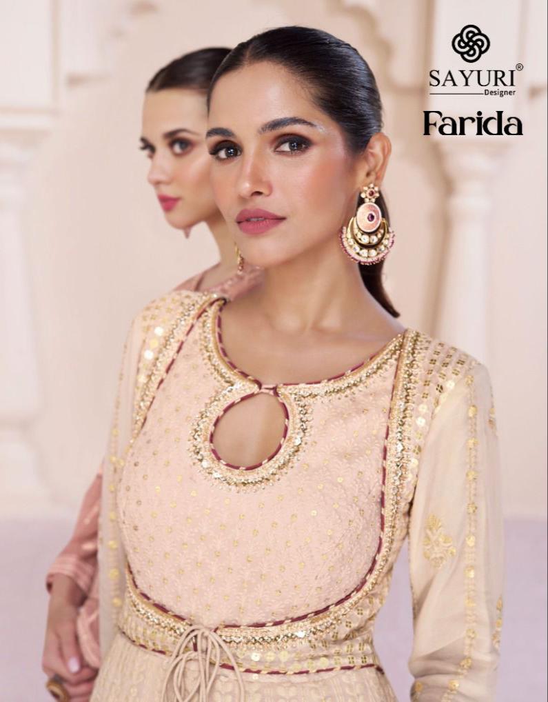 Sayuri Designer Farida Georgette With regal Look Gown Suits