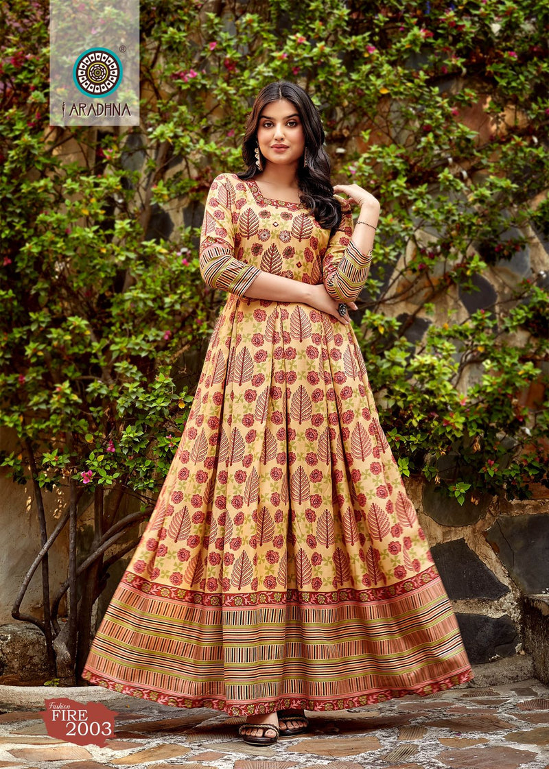 Aradhna Fashion Fire Vol 2 Rayon Print Party Wear Long Gown