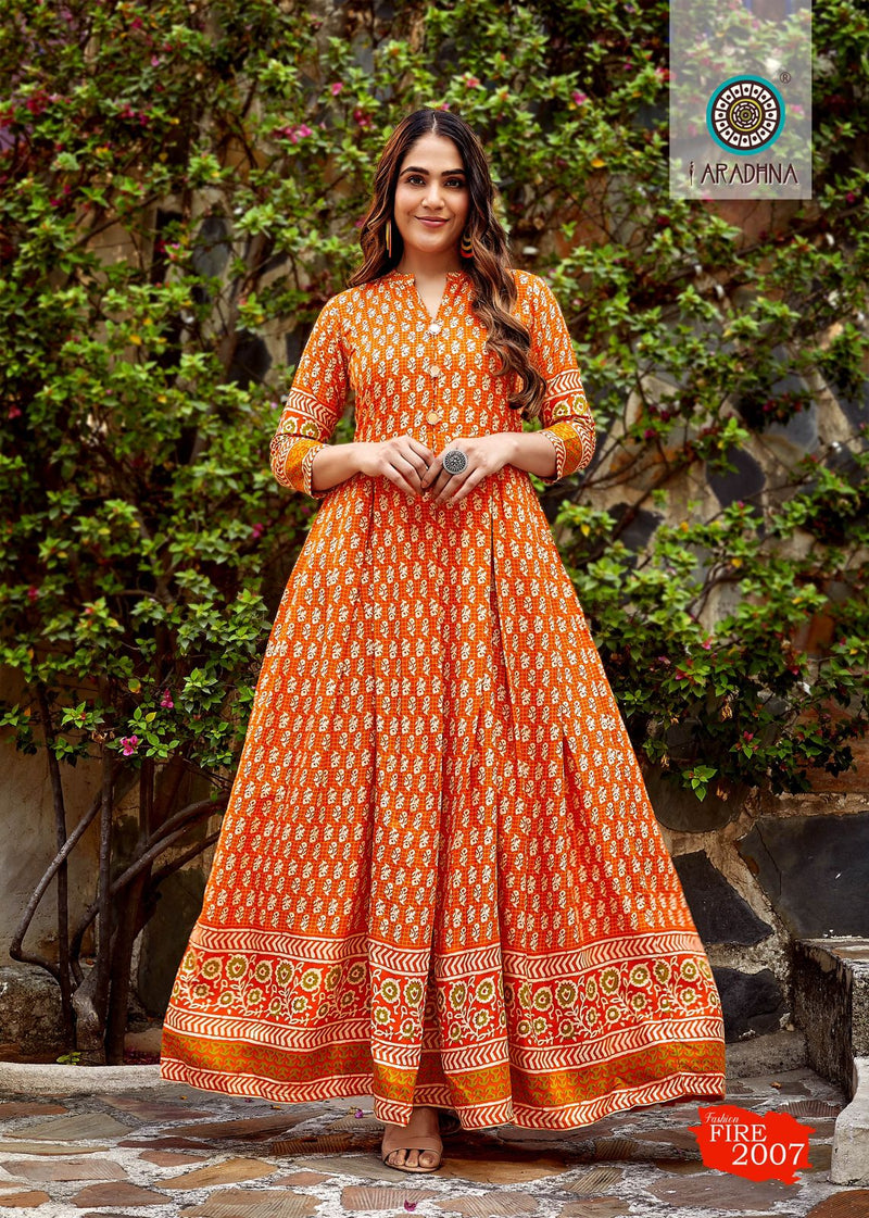 Aradhna Fashion Fire Vol 2 Rayon Print Party Wear Long Gown