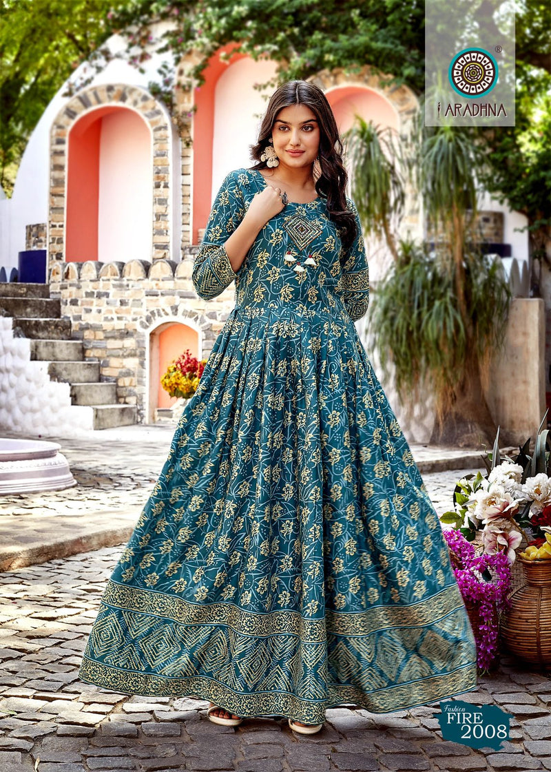 Aradhna Fashion Fire Vol 2 Rayon Print Party Wear Long Gown