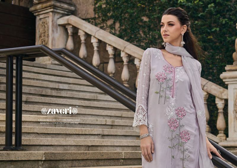 Zaveri Woman Beauty Femina Organza With Embroidery Work Suits