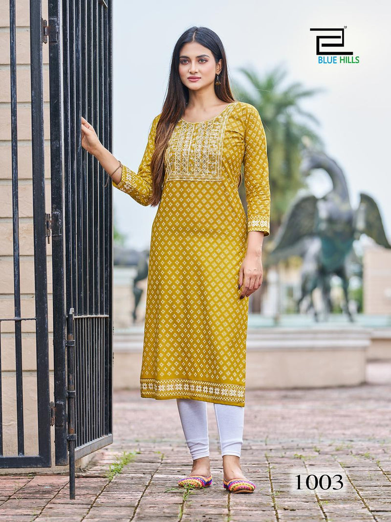 Blue Hills Festival Night Short Vol 1 Rayon Embroidery With Sequence Kurtis