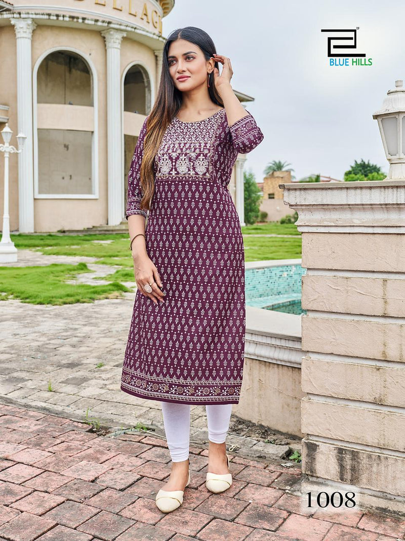 Blue Hills Festival Night Short Vol 1 Rayon Embroidery With Sequence Kurtis
