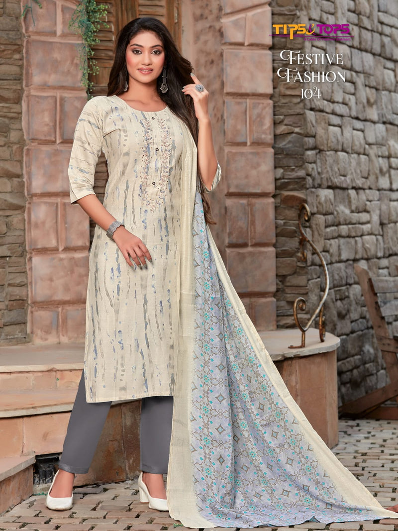 Tips And Tops Festive Fashion Modal Foil Print With Hand Work Designer Kurti