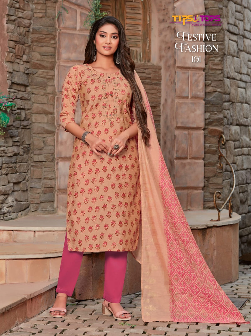 Tips And Tops Festive Fashion Modal Foil Print With Hand Work Designer Kurti