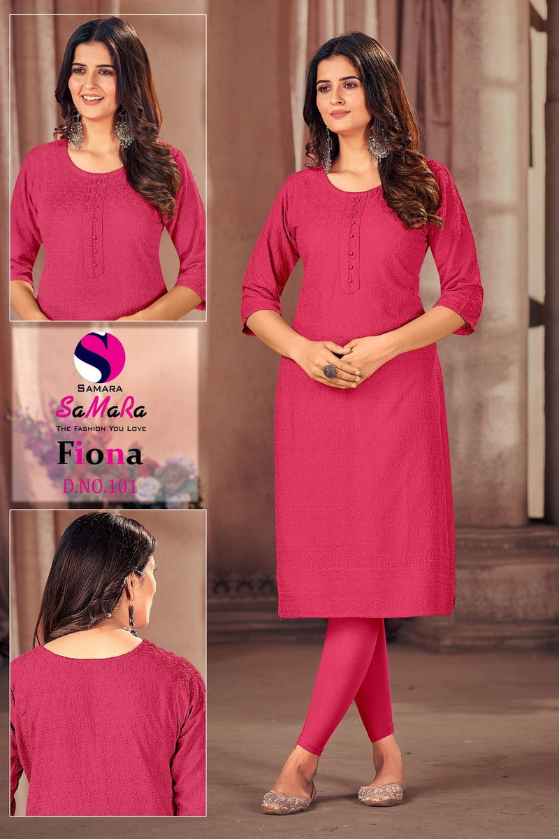 Samara Fiona Rayon With Shiffli Work Straight Kurtis Pick & Choose Collection