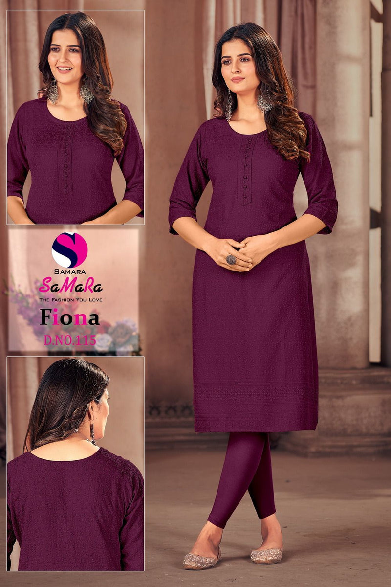 Samara Fiona Rayon With Shiffli Work Straight Kurtis Pick & Choose Collection