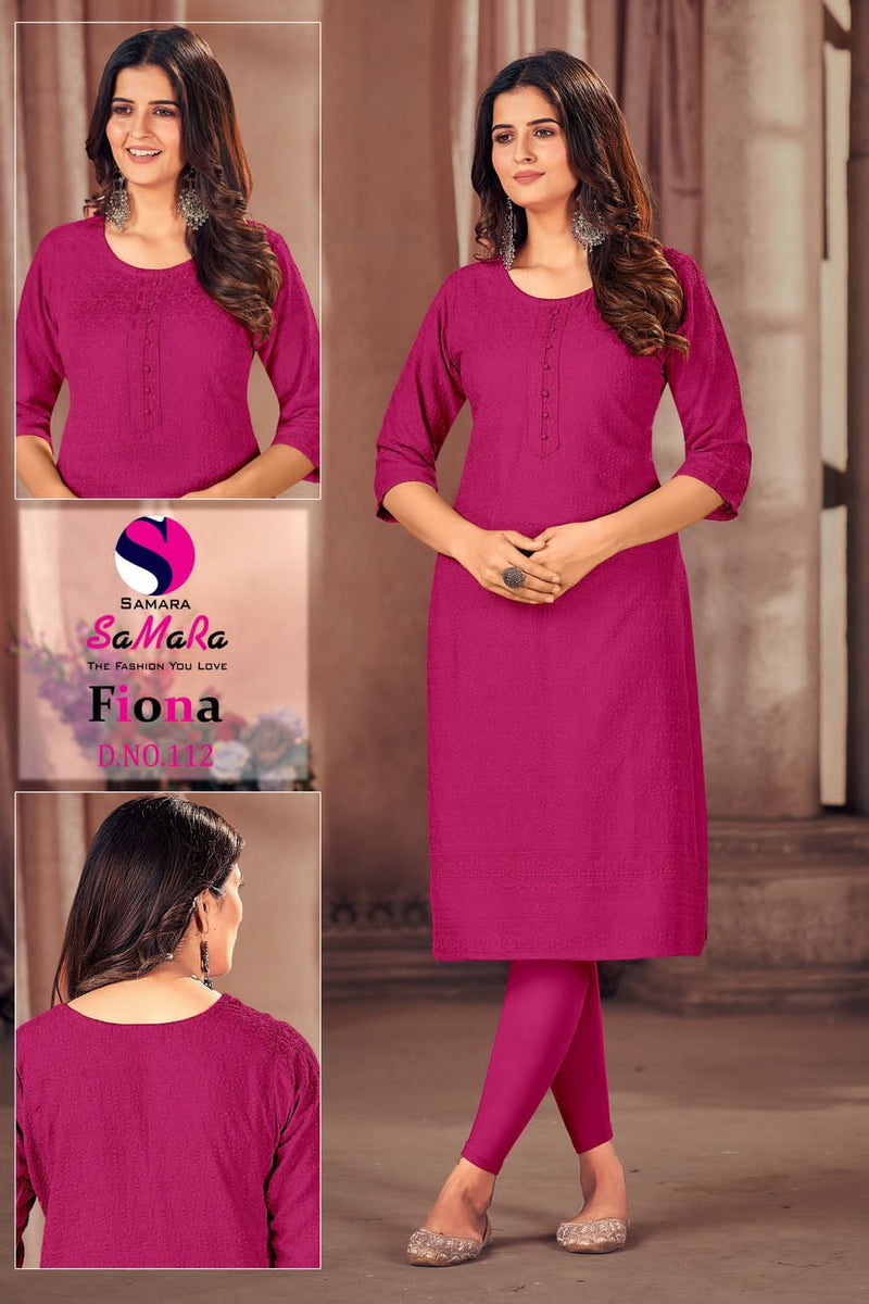 Samara Fiona Rayon With Shiffli Work Straight Kurtis Pick & Choose Collection