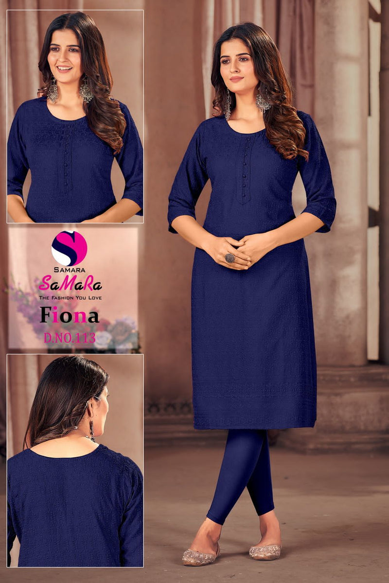 Samara Fiona Rayon With Shiffli Work Straight Kurtis Pick & Choose Collection