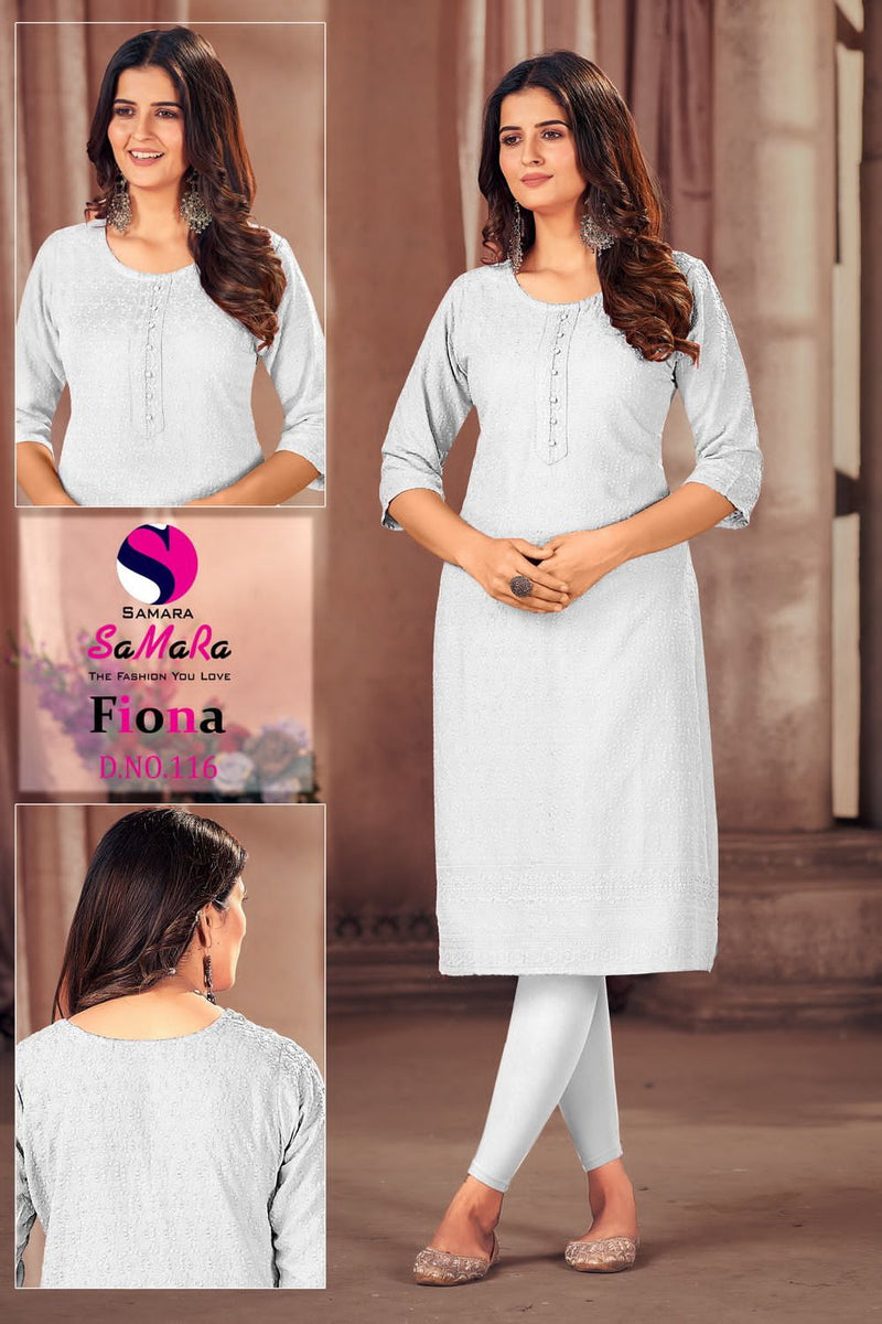 Samara Fiona Rayon With Shiffli Work Straight Kurtis Pick & Choose Collection