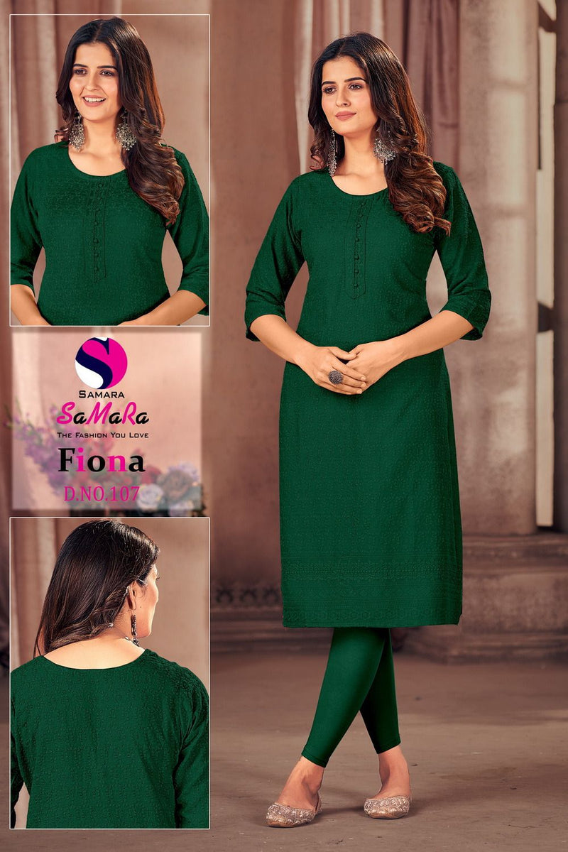 Samara Fiona Rayon With Shiffli Work Straight Kurtis Pick & Choose Collection
