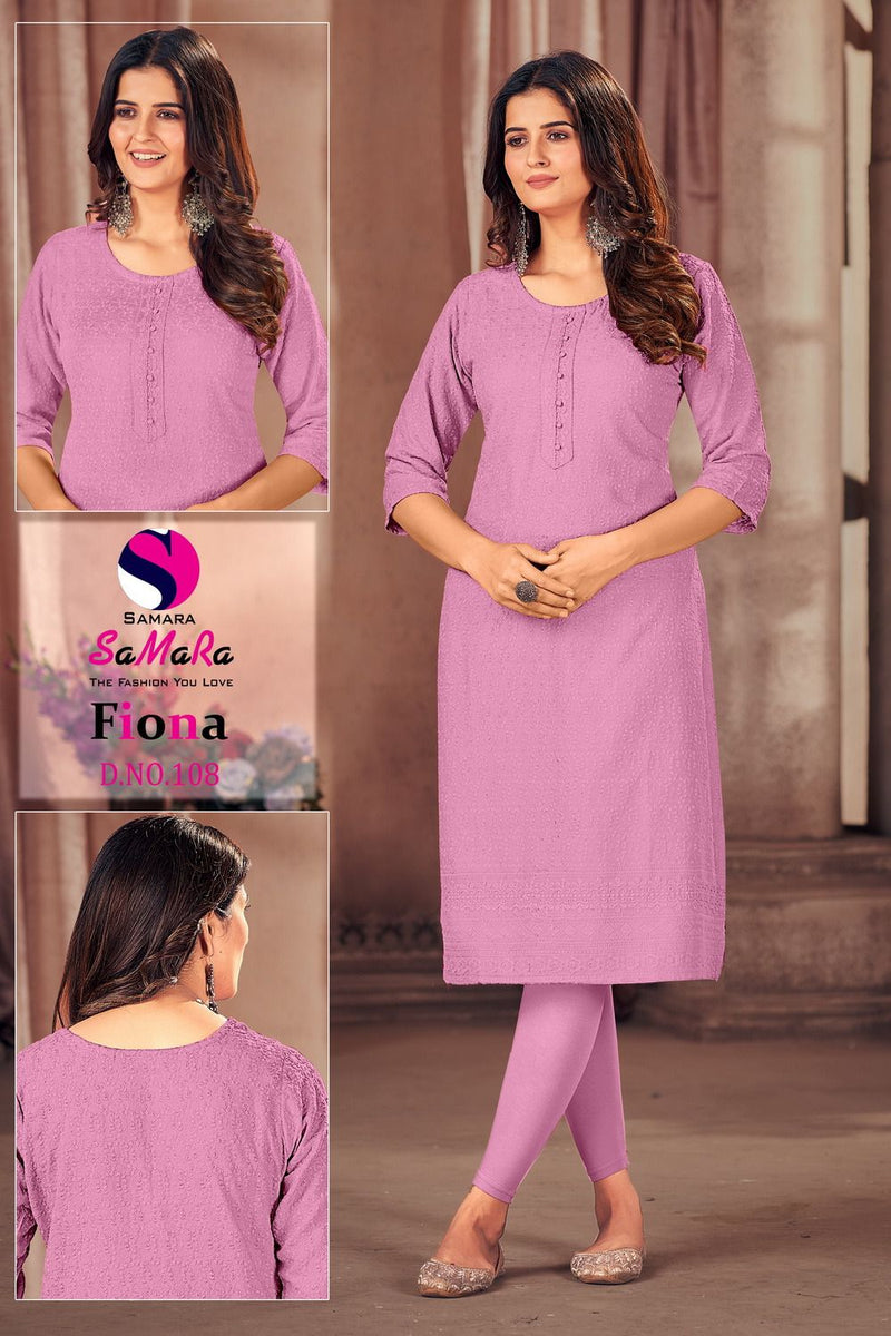 Samara Fiona Rayon With Shiffli Work Straight Kurtis Pick & Choose Collection