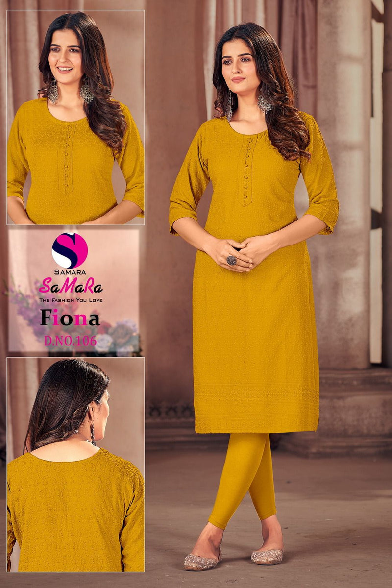 Samara Fiona Rayon With Shiffli Work Straight Kurtis Pick & Choose Collection