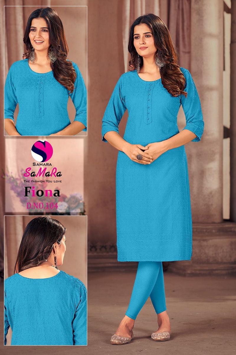 Samara Fiona Rayon With Shiffli Work Straight Kurtis Pick & Choose Collection