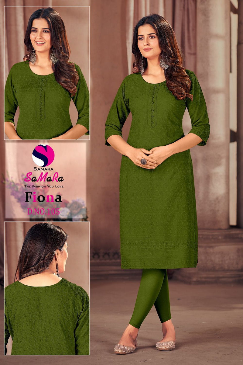 Samara Fiona Rayon With Shiffli Work Straight Kurtis Pick & Choose Collection