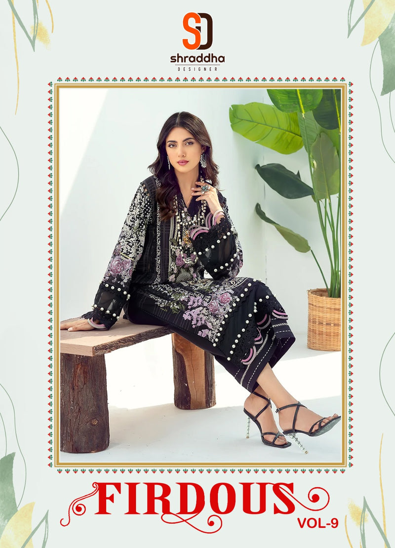 Sharaddha Designer Firdous Vol 9 Lawn Cotton Printed With Fancy Embroidery Patch Work Suits