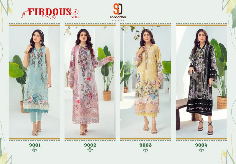 Sharaddha Designer Firdous Vol 9 Lawn Cotton Printed With Fancy Embroidery Patch Work Suits