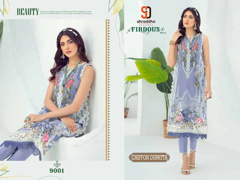 Sharaddha Designer Firdous Vol 9 Lawn Cotton Print With Fancy Embroidery Patch Work Designer Suits