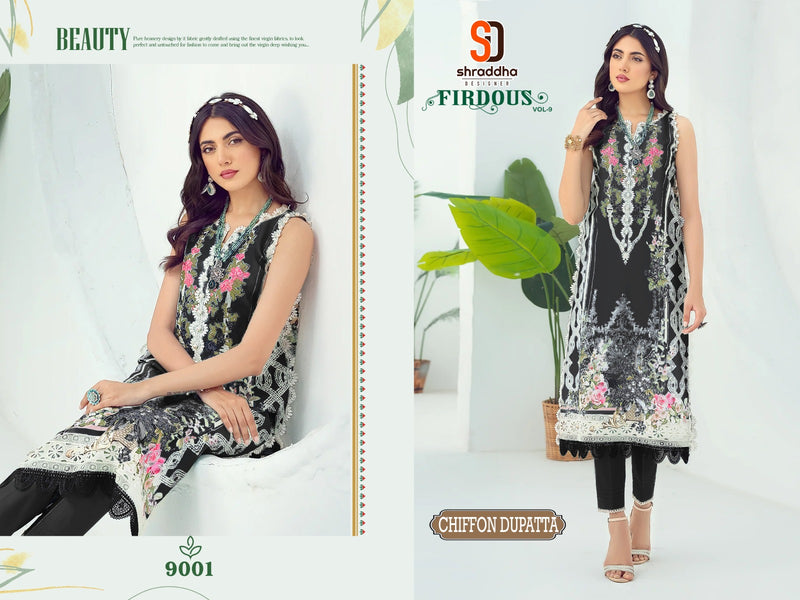 Sharaddha Designer Firdous Vol 9 Lawn Cotton Print With Fancy Embroidery Patch Work Designer Suits