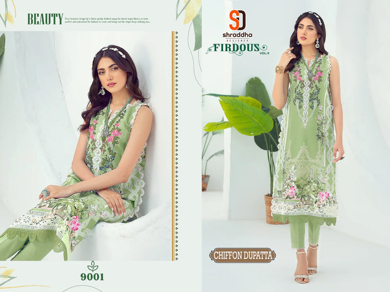 Sharaddha Designer Firdous Vol 9 Lawn Cotton Print With Fancy Embroidery Patch Work Designer Suits