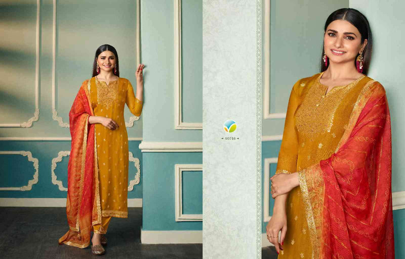 Vinay Fashion Tumbaa Fiza Organza Jacquard Designer Ready Made Suits