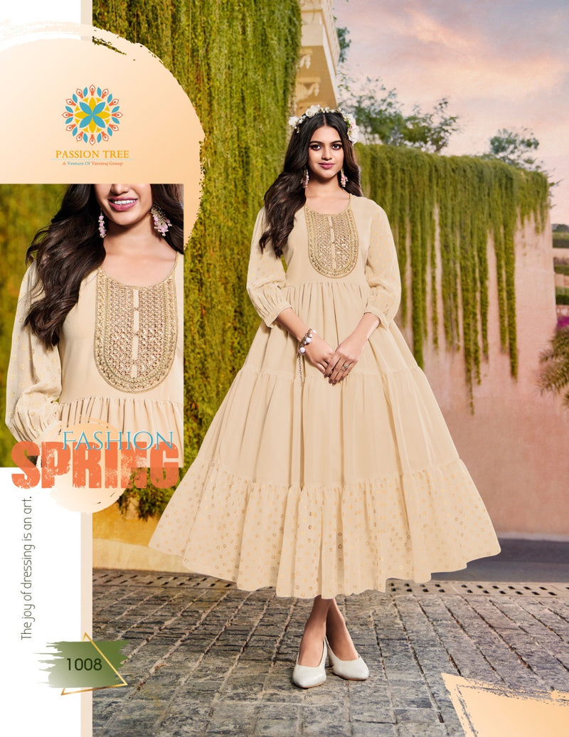 Passion Tree Flair Glory Vol 1 Georgette Fancy Embroidery Work Partywear Kurti