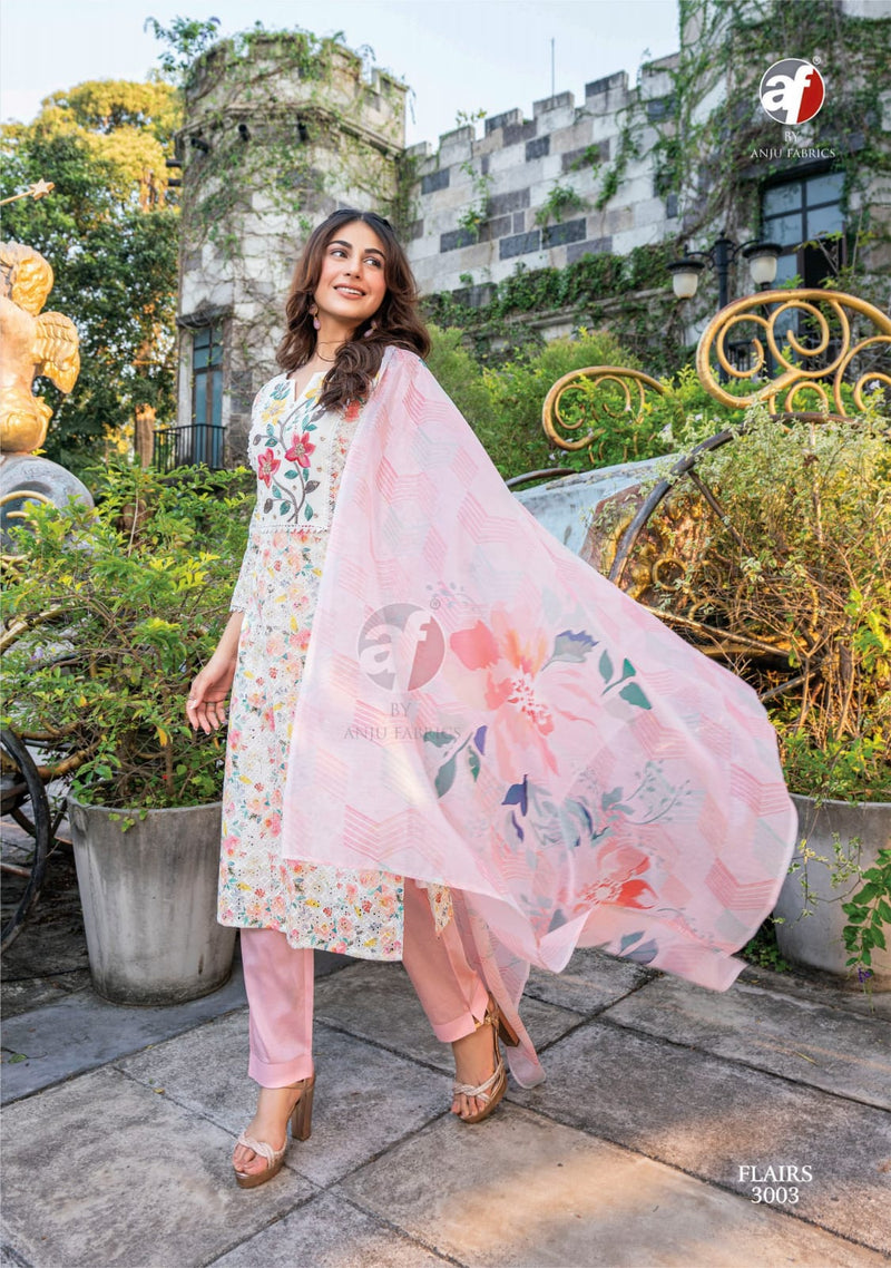 Anju Fabrics Flairs Vol 2 Cotton Digital Print With Schiffli Designer Fancy Kurti