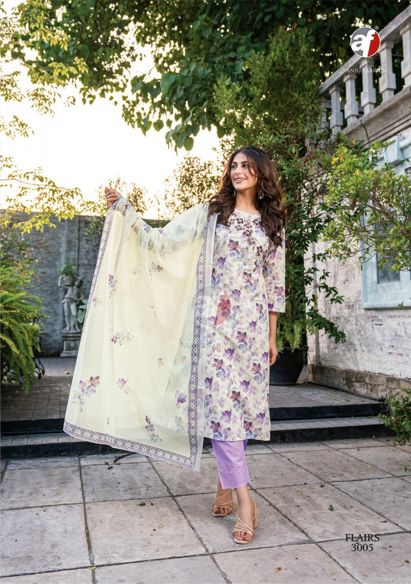 Anju Fabrics Flairs Vol 2 Cotton Digital Print With Schiffli Designer Fancy Kurti
