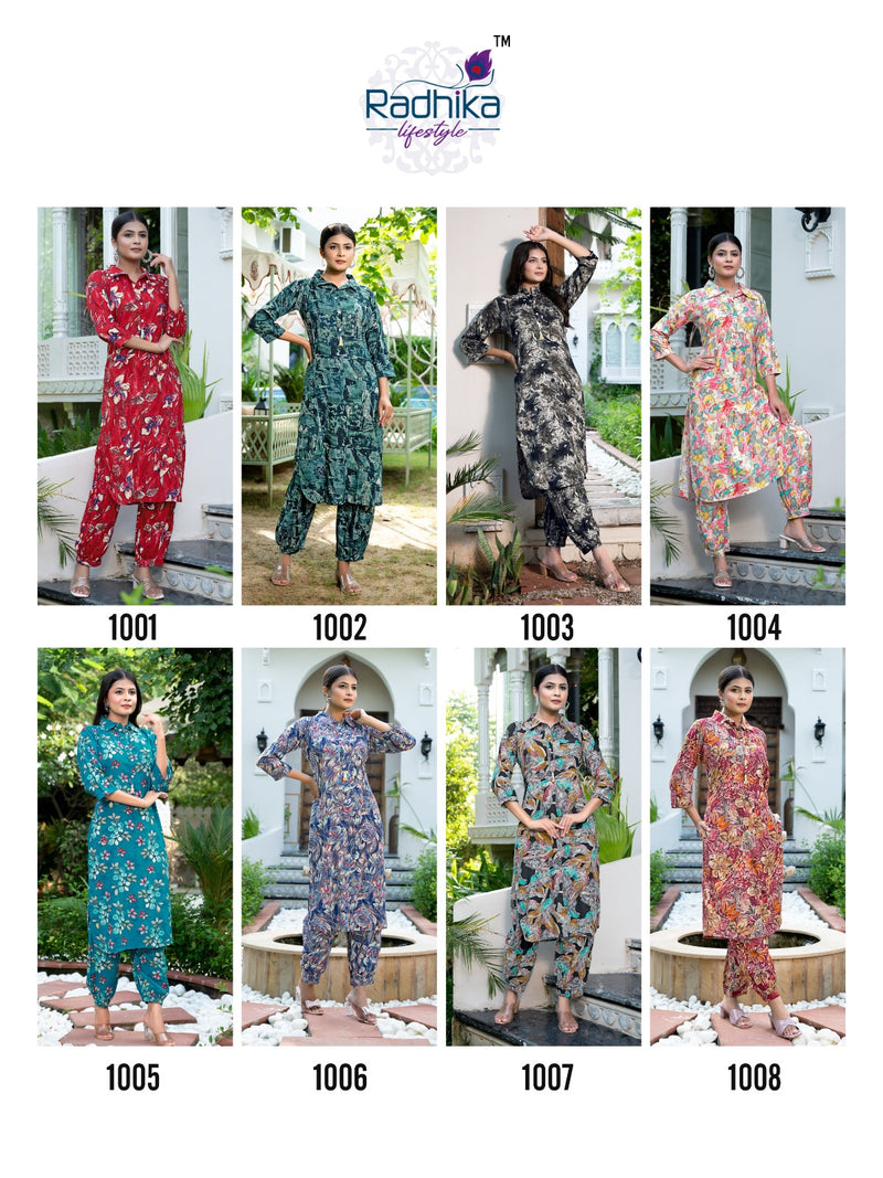 Radhika Lifestyle Floral Vol 1 Rayon Fancy Printed Kurti With Afghani Pant Collection