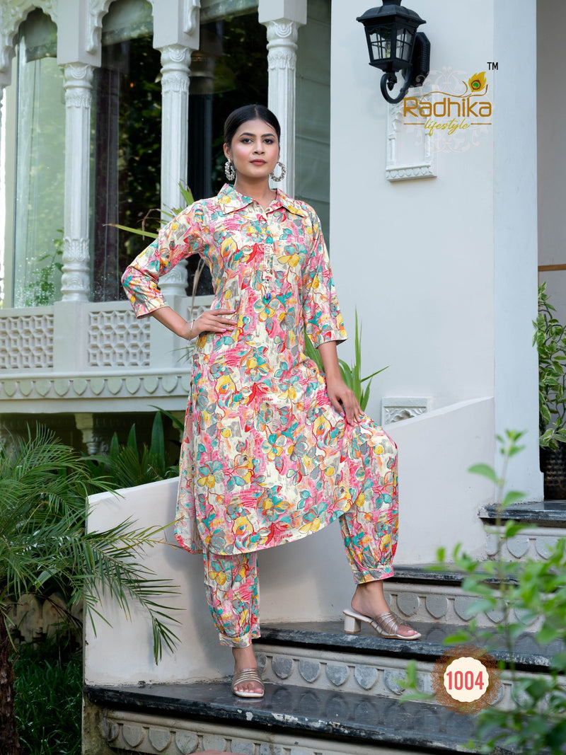 Radhika Lifestyle Floral Vol 1 Rayon Fancy Printed Kurti With Afghani Pant Collection