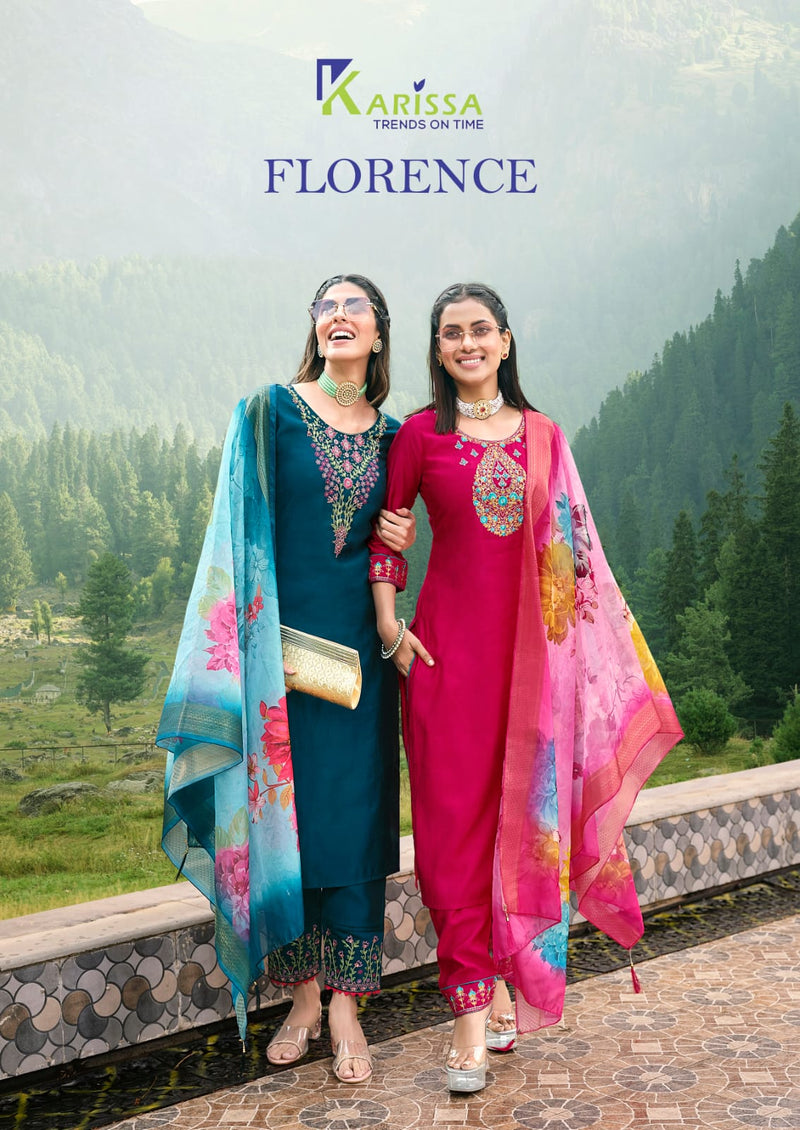 Karissa Florence Viscose Roman Silk Fancy Straight Designer Kurti Collection
