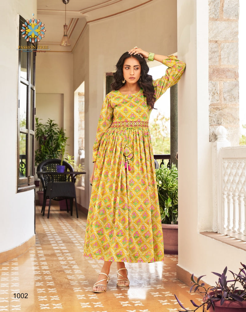 Passion Tree Fashionista Vol 1 Muslin With Digital Prints Fancy Alia Cut Style Gowns