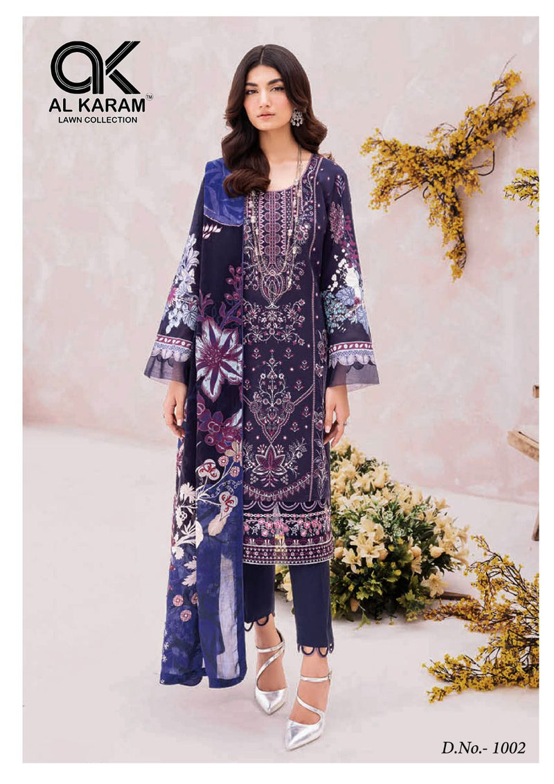 Al Karam Florence Cambric Cotton With Printed Salwar Kameez Collection