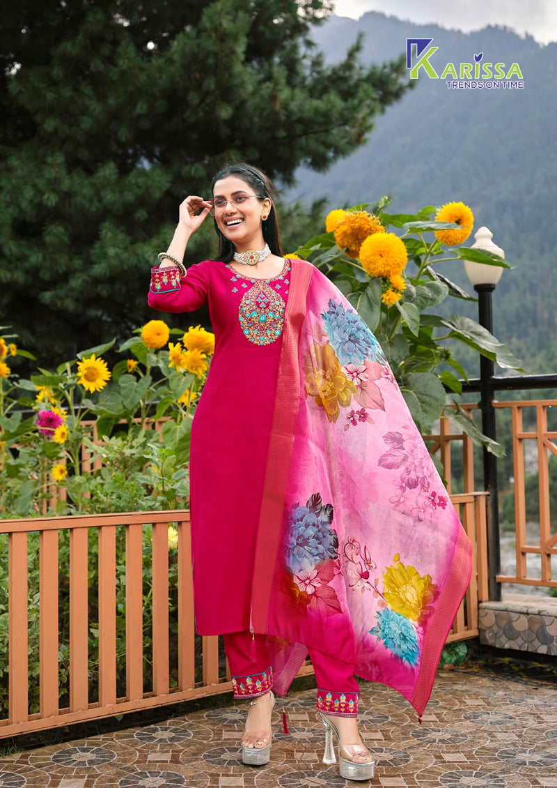 Karissa Florence Viscose Roman Silk Fancy Straight Designer Kurti Collection