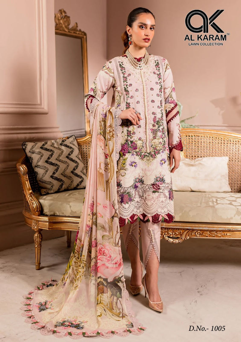Al Karam Florence Cambric Cotton With Printed Salwar Kameez Collection