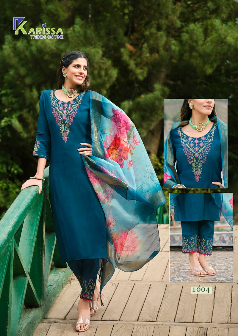 Karissa Florence Viscose Roman Silk Fancy Straight Designer Kurti Collection