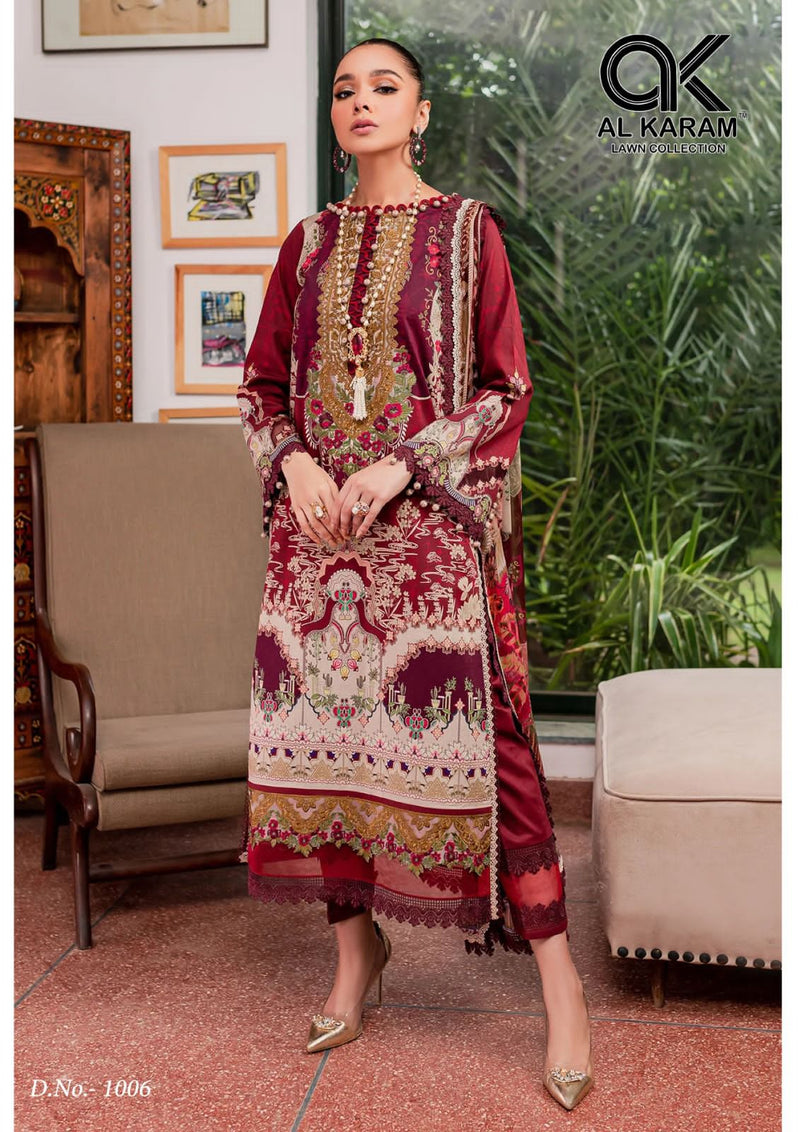 Al Karam Florence Cambric Cotton With Printed Salwar Kameez Collection