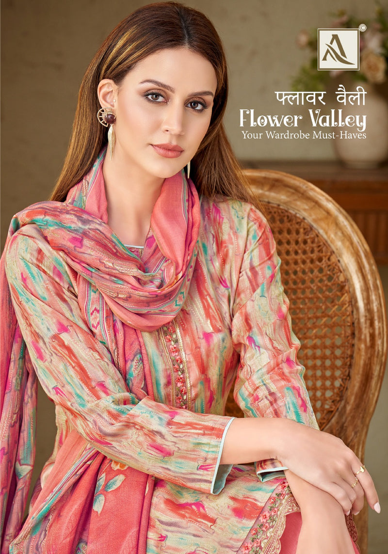 Alok Suits Flower Valley Viscose Print With Fancy Neck Salwar Suits