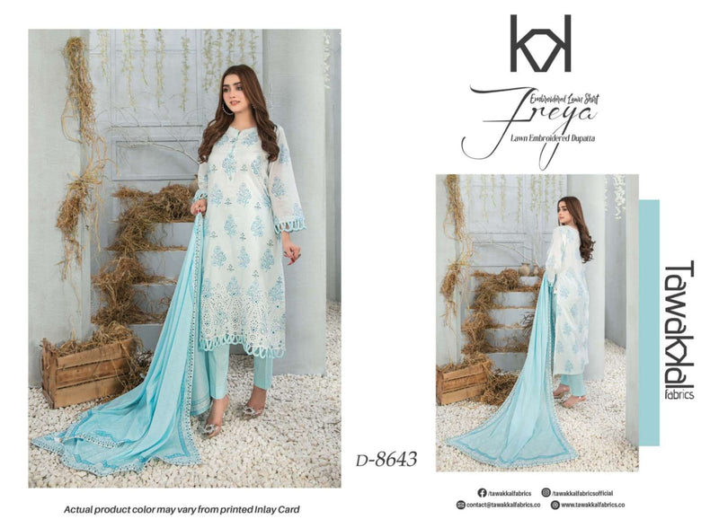 Tawakkal Fabrics Freya Lawn Daman Embroidered Digital Printed Pakistani Salwar Kameez