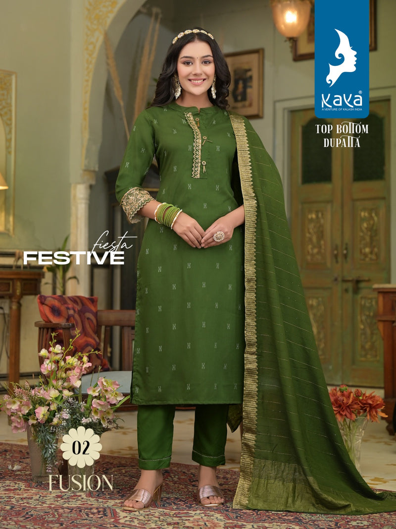 Kaya Creation Fusion Rayon Dobby Jacquard Exclusive Kurtis With Pant