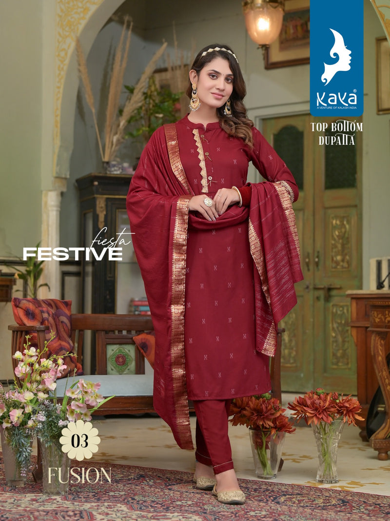 Kaya Creation Fusion Rayon Dobby Jacquard Exclusive Kurtis With Pant