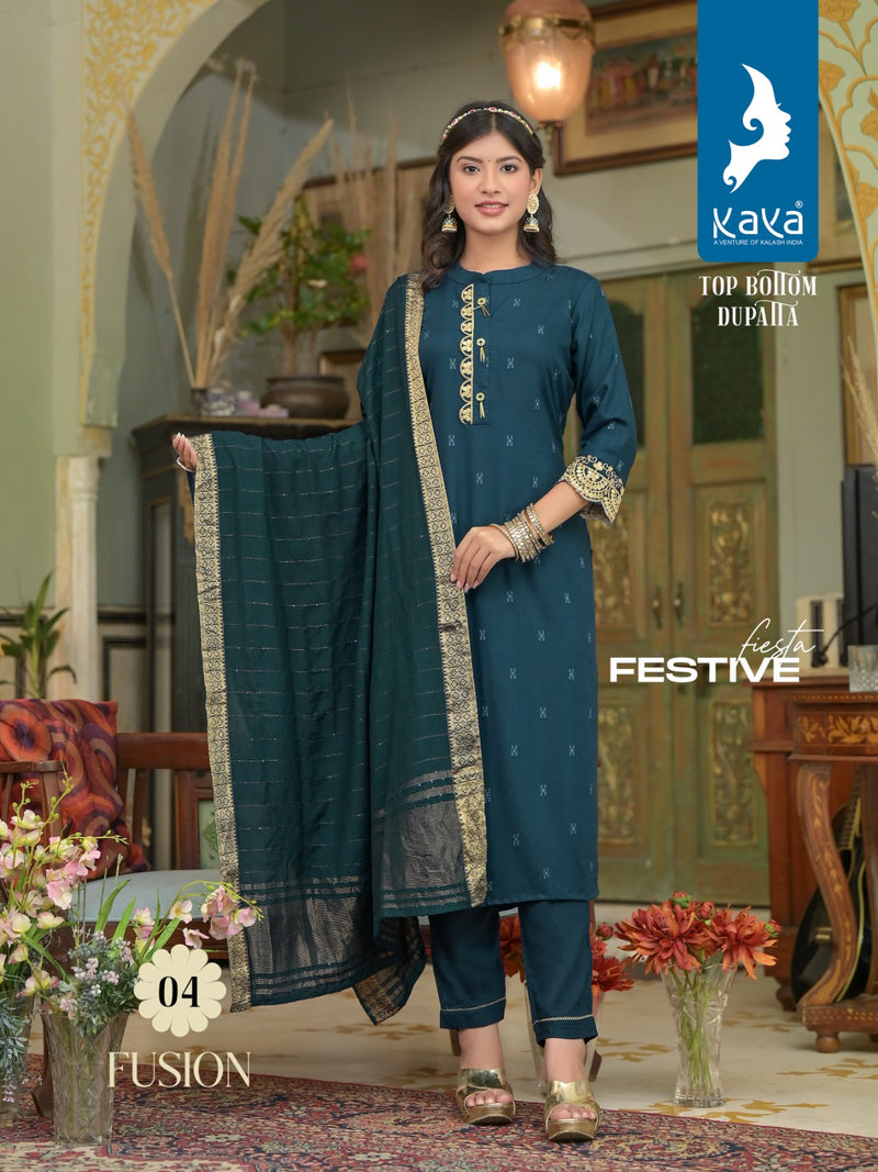 Kaya Creation Fusion Rayon Dobby Jacquard Exclusive Kurtis With Pant